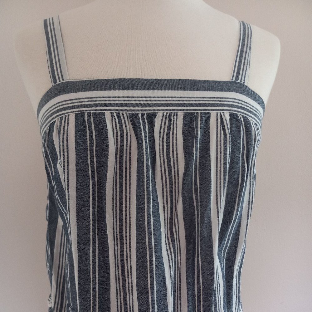 White and Blue Striped Tank top. XS